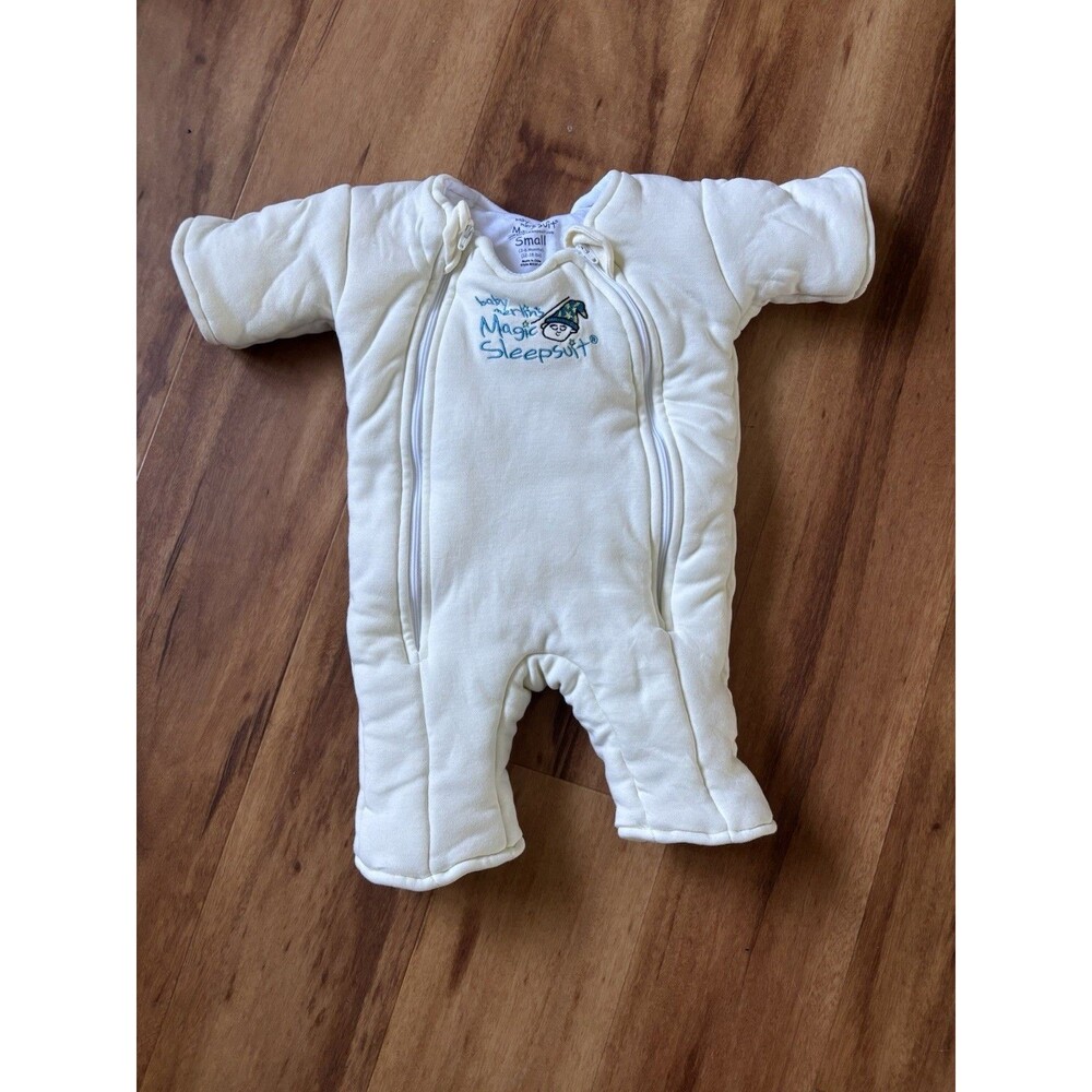 Baby Merlin's Magic Sleepsuit White Cotton Small 3-6 Months 12-18 lbs Swaddle